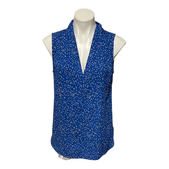 Equipment Femme Small Sleeveless V Neck Blue Printed Blouse - Picture 3 of 7